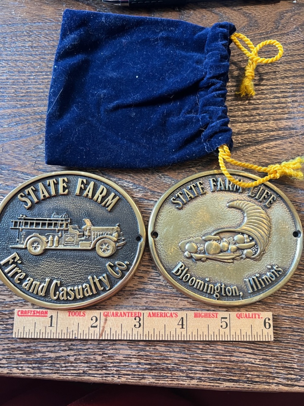 2 Vintage State Farm Brass plaque or signs